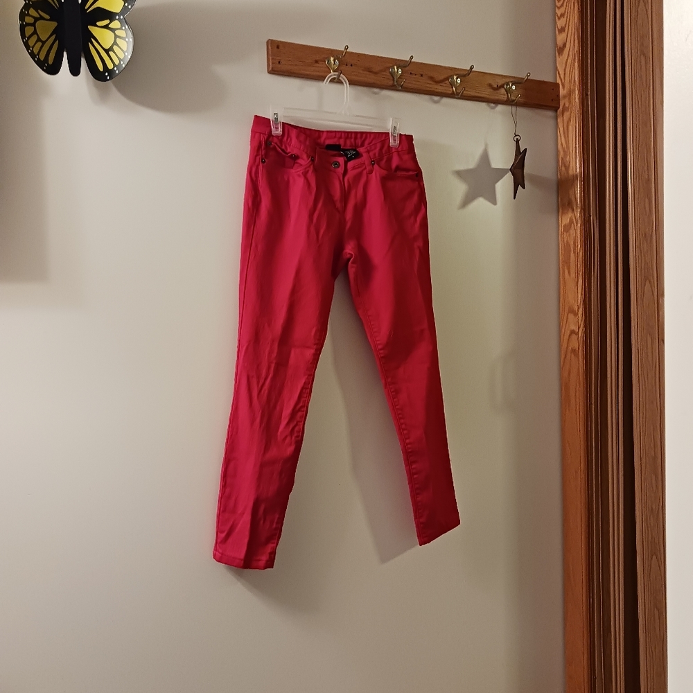 Willi Smith Red Straight Leg Jeans EUC Women's  Size 8 Colorful Preppy